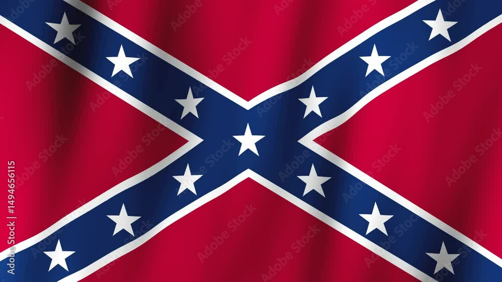 Confederate Battle Flag - Blue Saltire With White Stars On Red Background. closeup shot Confederate Battle Flag - Blue Saltire With White Stars On Red Background. closeup shot