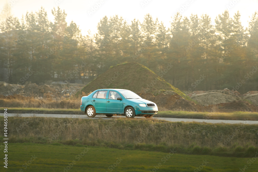 Fototapeta premium Vehicle on open rural highway