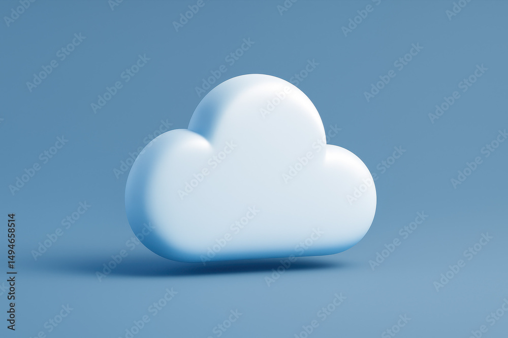3d cloud icon in minimalist design on blue background 3d cloud icon in minimalist design on blue background