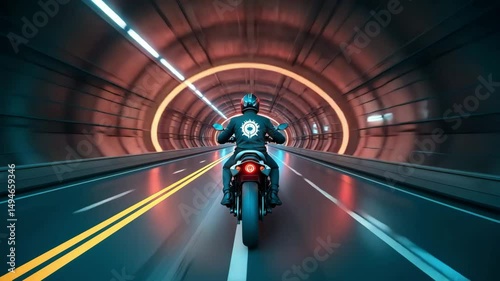 Biker Moving Through Tunnel – Dynamic Motion Tracking Shot