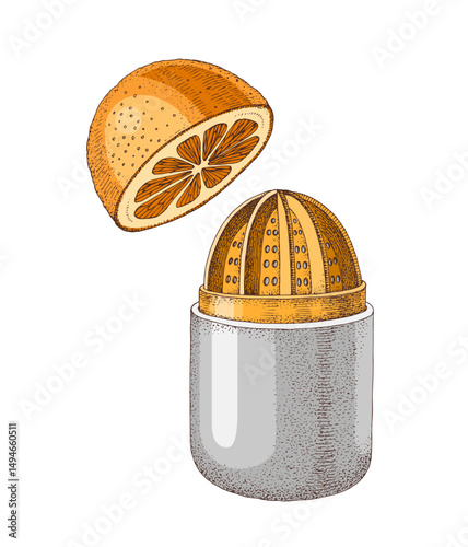 Citrus hand juicer and orange
