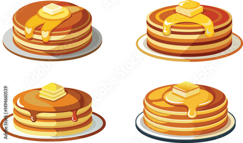 Delicious Stack of Pancakes with Butter and Syrup