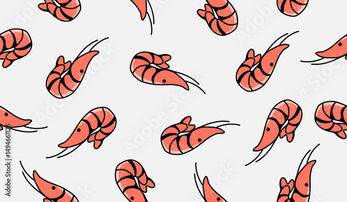 Cute shrimp pattern background vector design
