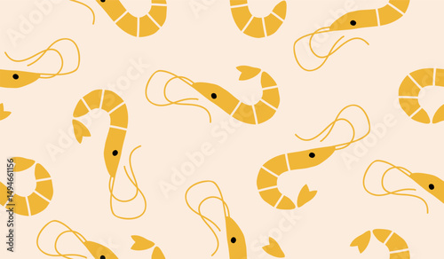 Cute shrimp pattern background vector design