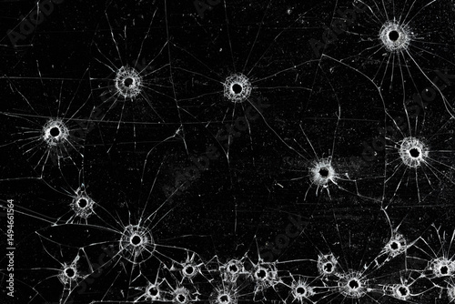 Bullet holes on black glass, overlay design background