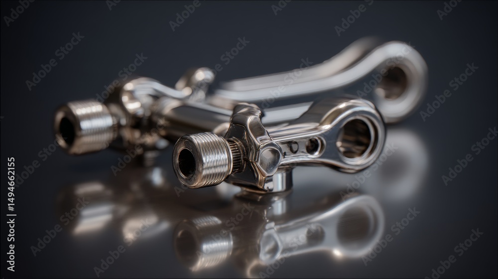 Fototapeta premium Close-up of a polished metal component reflecting light elegantly.