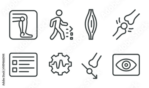 Healthcare outline icons set – medical, anatomy, health symbols collection