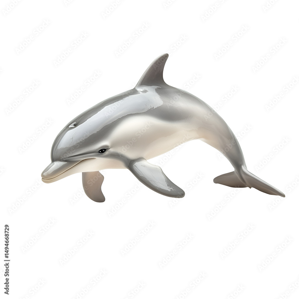 Fototapeta premium Elegant Dolphin Pose, Aquatic Mammal, Ocean Wildlife, Marine Life, Black Background