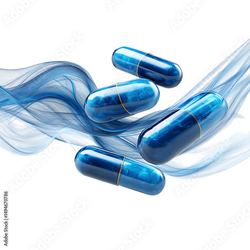 Antibiotic healthy medicine capsules. 13.Blue Wave Abstract on white background .