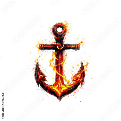 Fiery Anchor Symbol of Hope and Perseverance