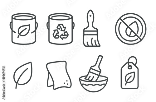 Eco-friendly line icons set – sustainability, green living and recycling symbols