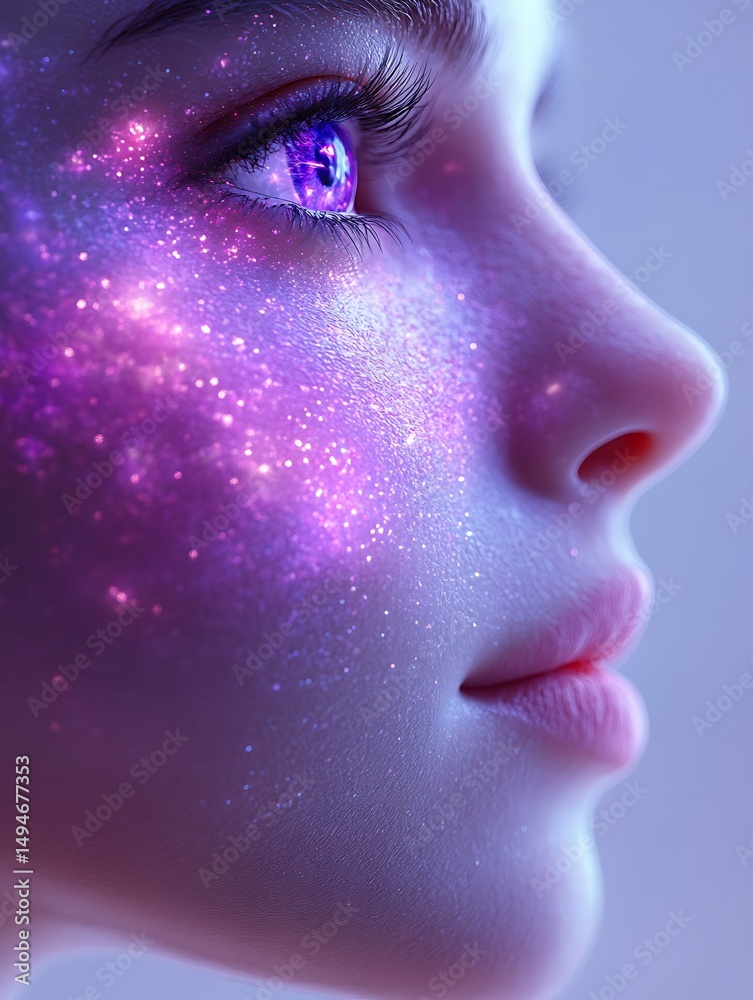 Fototapeta premium Face with cosmic glow