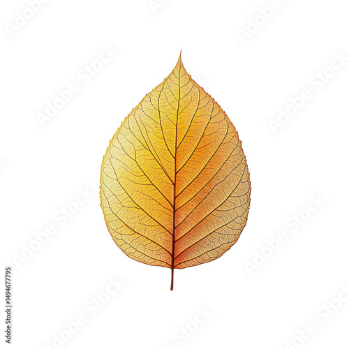 Single Golden Skeletonized Leaf on Black Background
