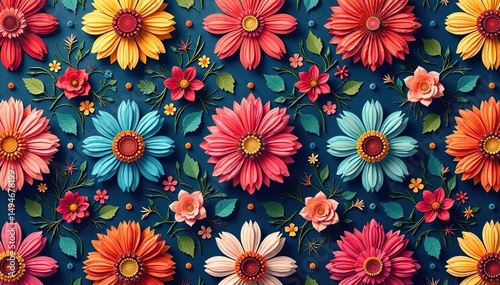 Intricate floral textile design, repeating seamlessly ,  graphic,  repeat,  print