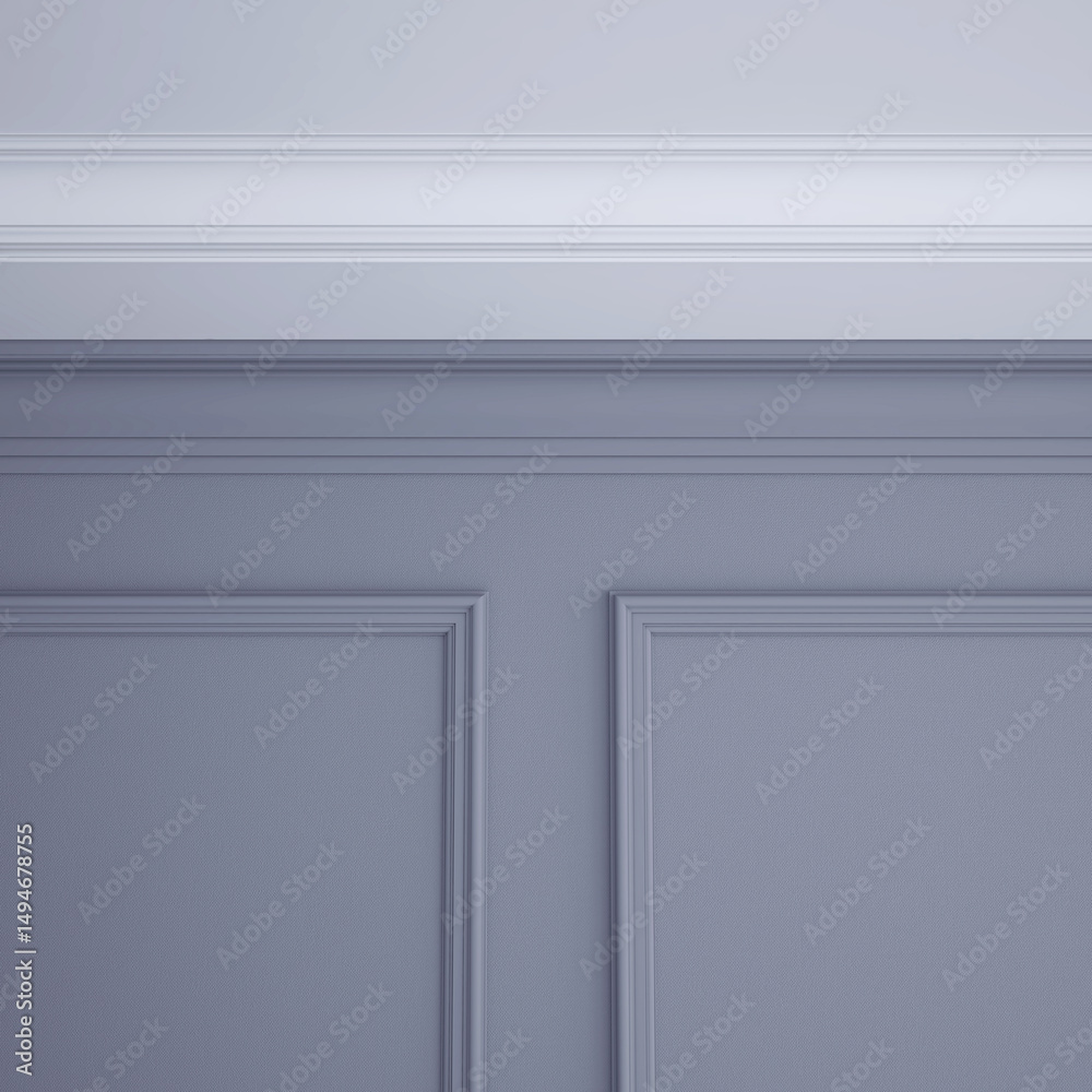 Fototapeta premium Part of the interior with cornices on the ceiling and walls. 3D render.