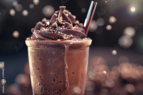 vibrant picture of Iced chocolate milkshake drink