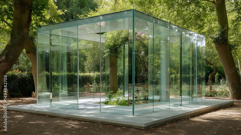 Fototapeta premium glass house in forest