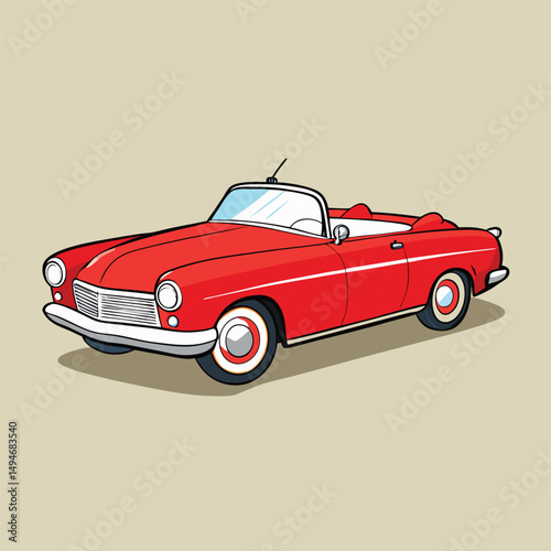 Classic Red Convertible Car Illustration Vintage Automobile Design