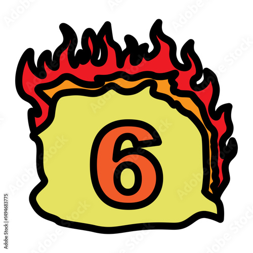 6 Number Vector Filled Icon Design