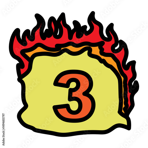 3 Number Vector Filled Icon Design