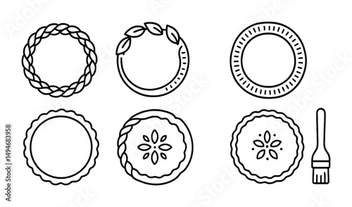 Baking and pastry outline icons set – linear, silhouette, cooking symbols