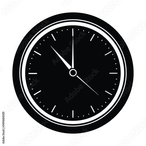 Simple Black and White Clock Illustration Time Management, Punctuality, and Schedule Design