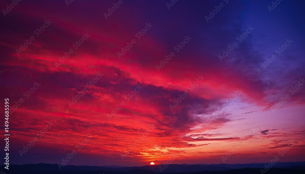 Fototapeta premium Fiery sunset sky dramatic cloudscape landscape