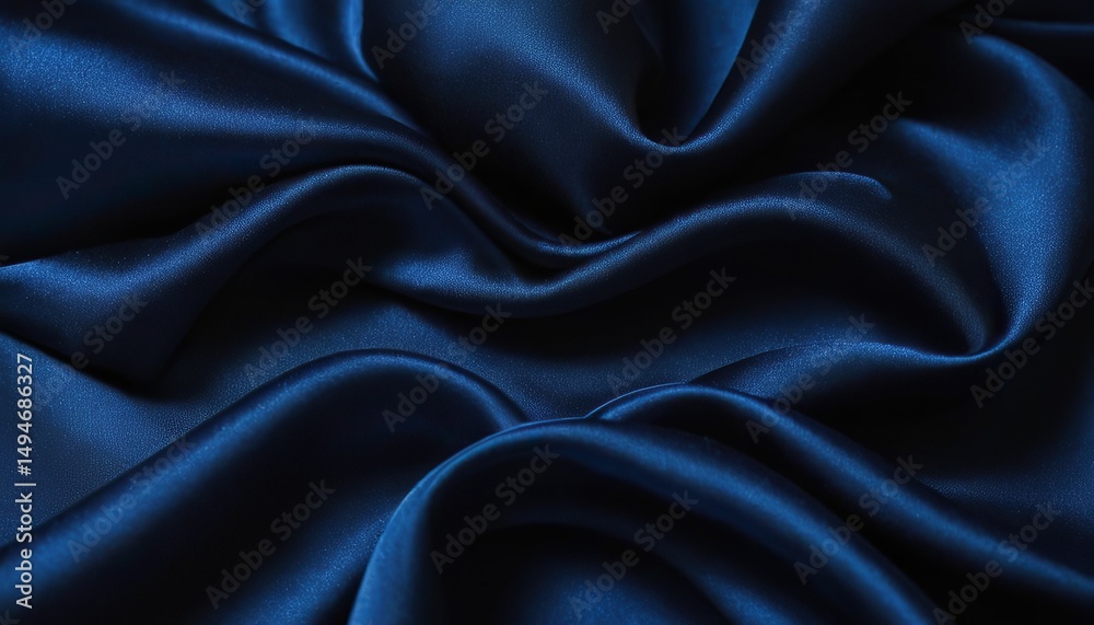 Fototapeta premium Luxurious deep blue silk fabric draped background