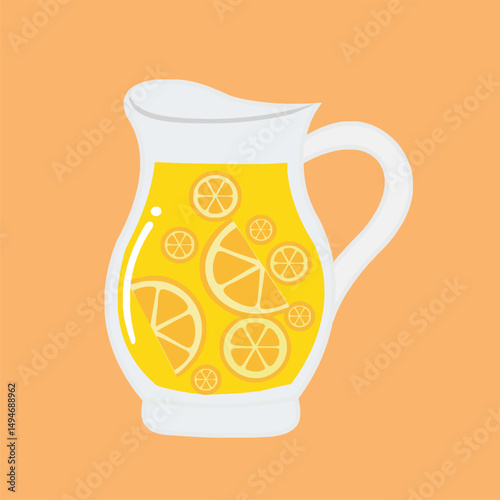 isolated editable glass citrus fruit juice pitcher.eps