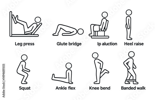 Fitness and workout line icons set – linear, exercise, gym and training symbols