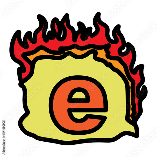 e Small Alphabet Vector Filled Icon Design