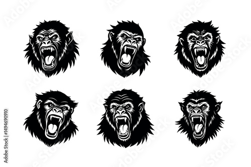 furious orangutan expression set