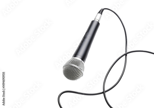 Microphone with cable, isolated on a transparent background