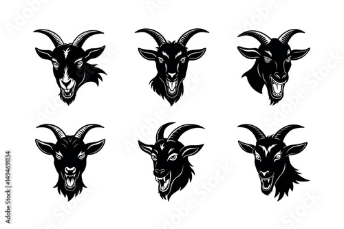 furious goat expression set