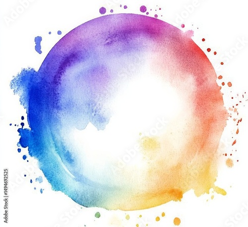Rainbow Watercolor Circle Abstract Background, watercolor painting, abstract art