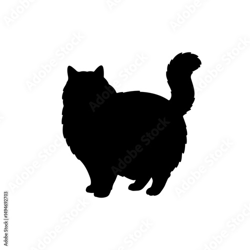 Obese Cat silhouette vector flat illustration design.