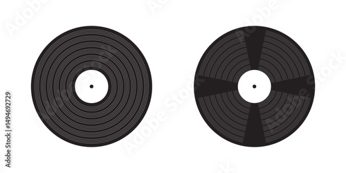 DJ turntable and vinyl record illustration Retro LP music disc icons for vintage party vibe 70s 80s 90s nostalgia Vector isolated artwork