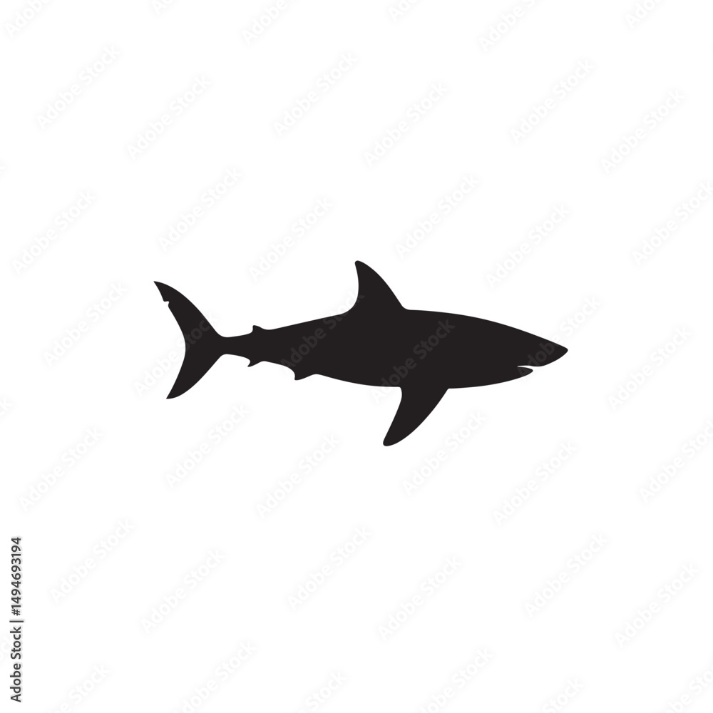 Obraz premium Sharp Shark Side View Silhouette