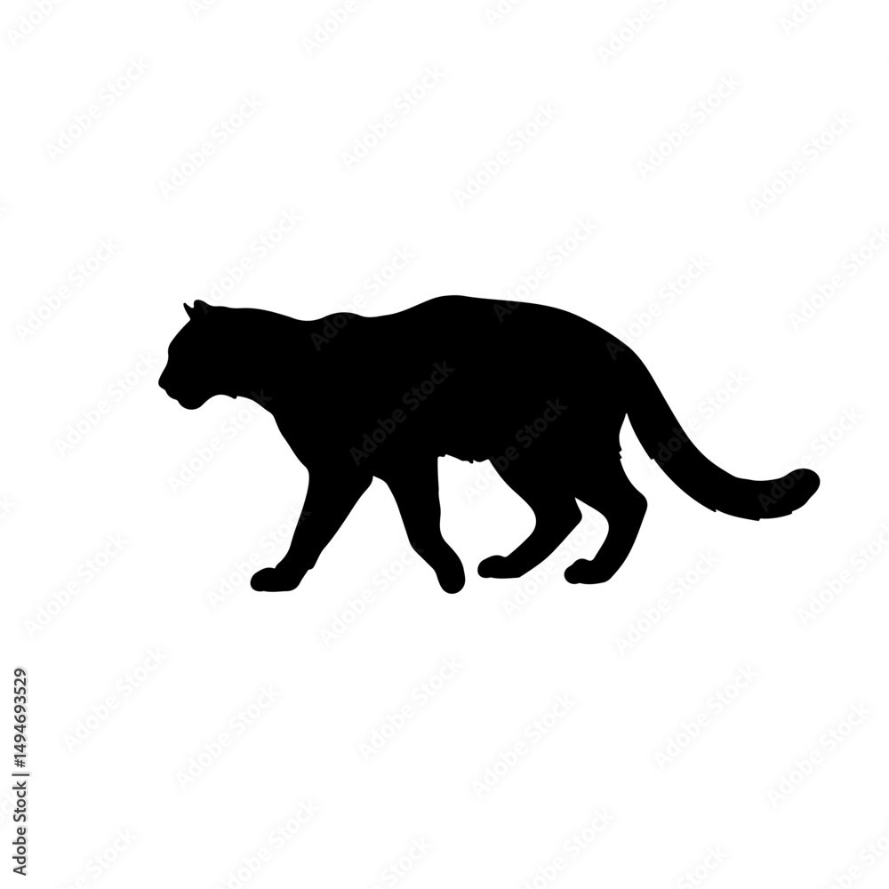 Obraz premium Wlid Cat silhouette vector flat illustration design.