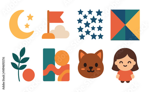 Travel and tourism flat icons set – trip symbols for vacation planning