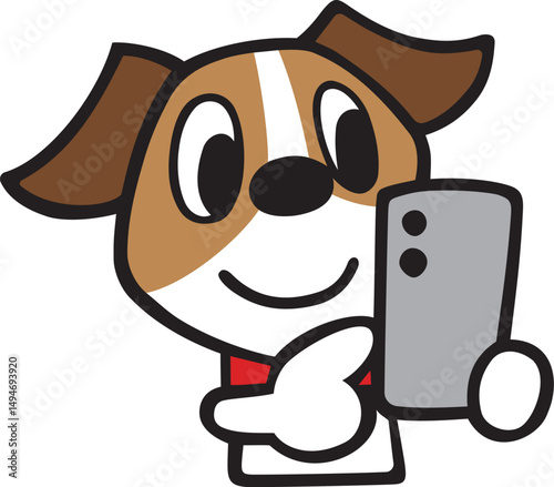 ジャックラッセルテリア犬キャラクター　スマホ操作1