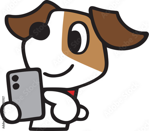 ジャックラッセルテリア犬キャラクター　スマホ操作2