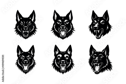 menacing German Shepherd expression set