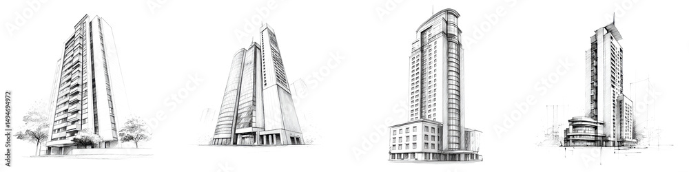 Fototapeta premium Elegant and Towering Skyscrapers in an Urban Cityscape
