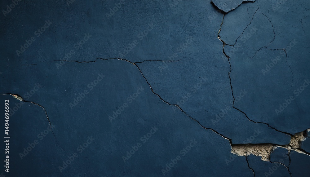 Obraz premium Deep blue cracked wall texture background