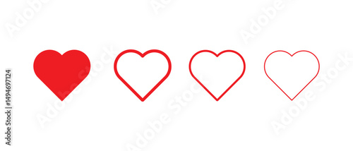 Heart icon. Valentine day love red heart shape symbol. Couple lover romance vector. Health amour clipart sign.