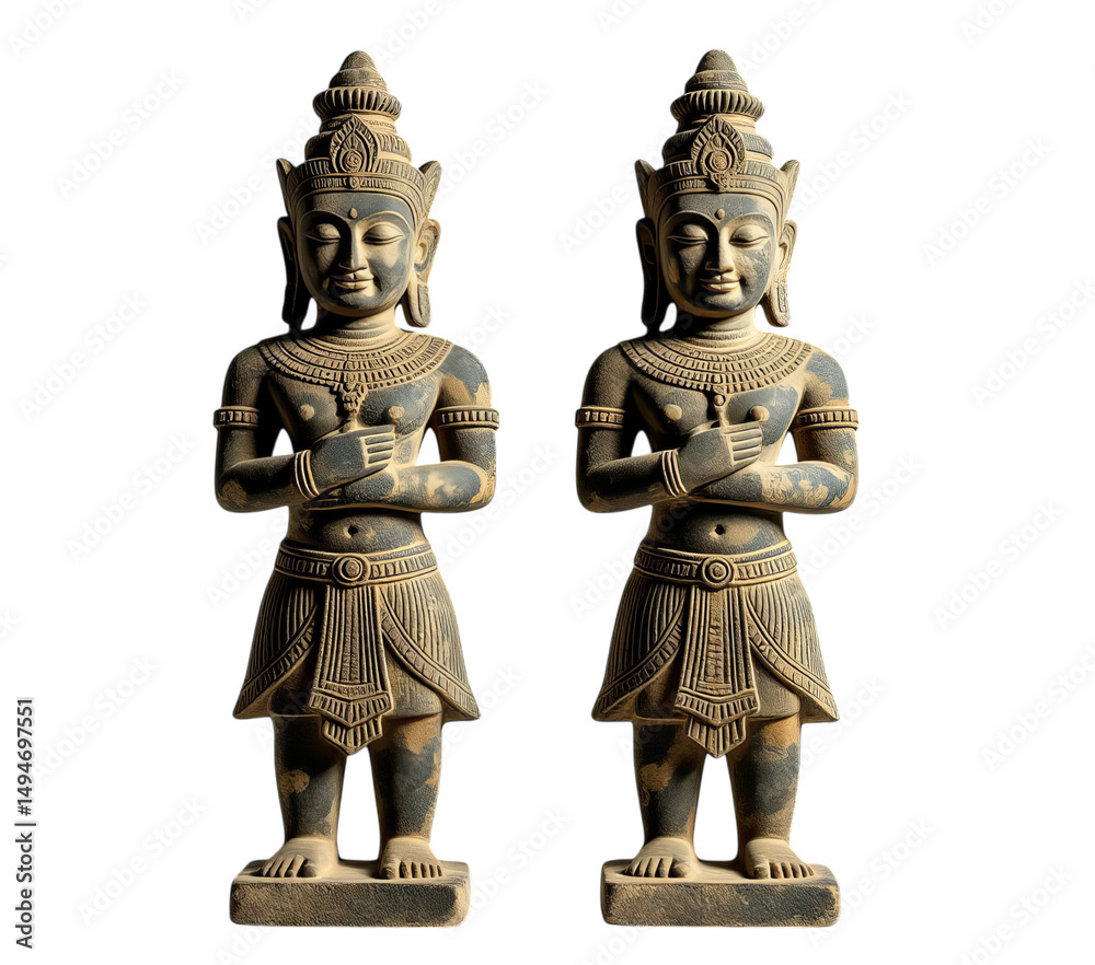 Fototapeta premium Ancient Statue, Isolated Transparent Background, Sandstone Design Element