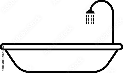 bath tub line icon. Bathroom hygiene symbol.  contain bathroom, washroom sign. shower icons.  freestanding bathtub. Bathing sign
