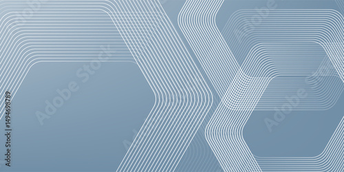 Abstract hexagon lines on gray background. Geometric stripe line art design for poster, brochure, cover, website, banner.