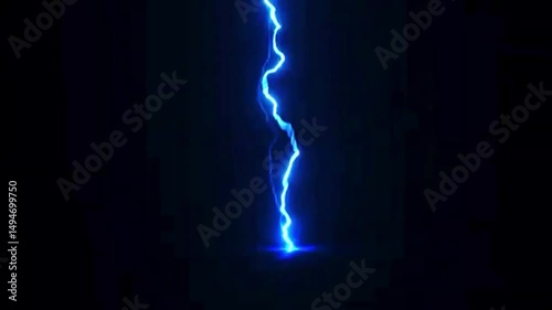 Lightning power overlay on green screen, Electric lightning, Animated bolt strike, lightning storm, blue light force effect, Blue Lightning flash Thunderbolt isolated on black background, Power effect